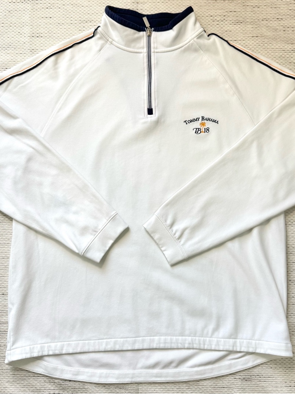 Tommy Bahama Golf 18 Quarter Zip Sweatshirt Men’s Large White Performance Preppy